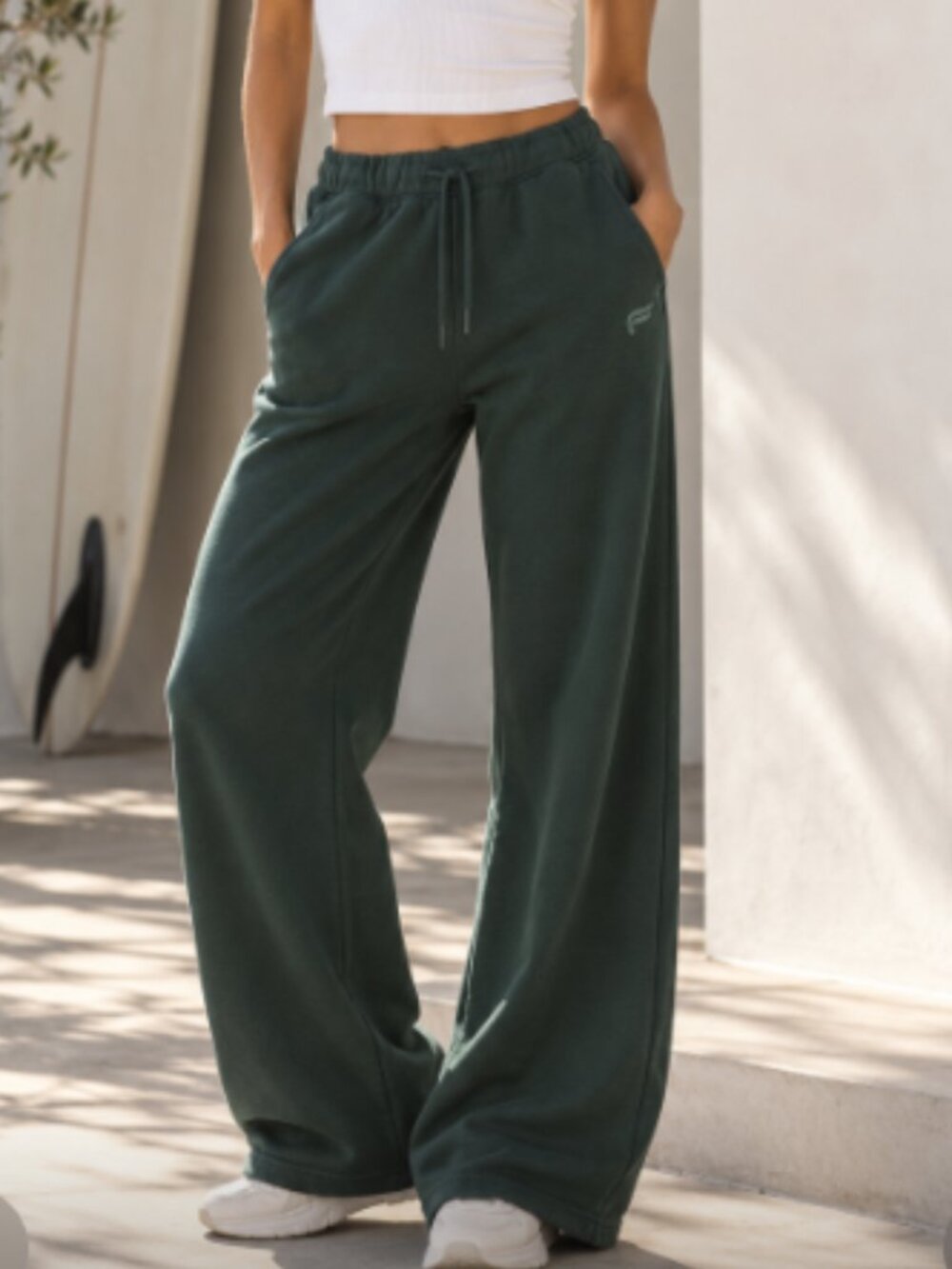 fabletics dark green wide leg fleece sweatpants lounge pants s tall